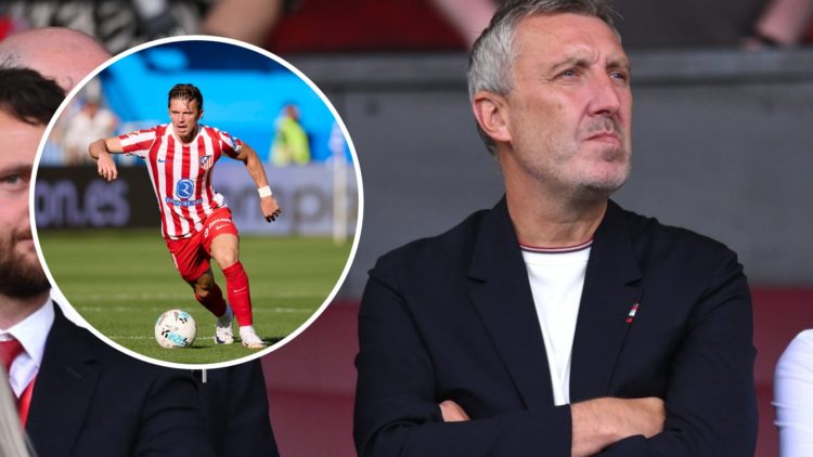 Manchester United sporting director Jason Wilcox, inset of Atletico Madrid's Conor Gallagher.