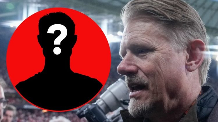Manchester United legend Peter Schmeichel looks on at the end of the Europa League final match between Tottenham Hotspur and Manchester United at t...