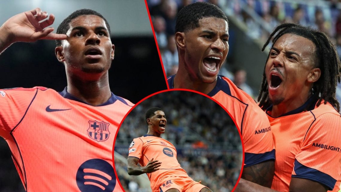 Marcus Rashford vs Newcastle, inset the Manchester United loanee at St James’ Park, inset the England star in the Champions League for Barcelona.