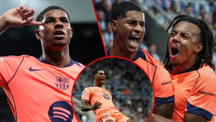 Marcus Rashford vs Newcastle, inset the Manchester United loanee at St James’ Park, inset the England star in the Champions League for Barcelona.