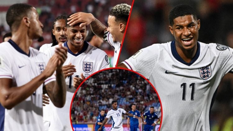 Marcus Rashford after the Serbia match, inset the Manchester United and Barcelona player, inset the England international during the World Cup qual...
