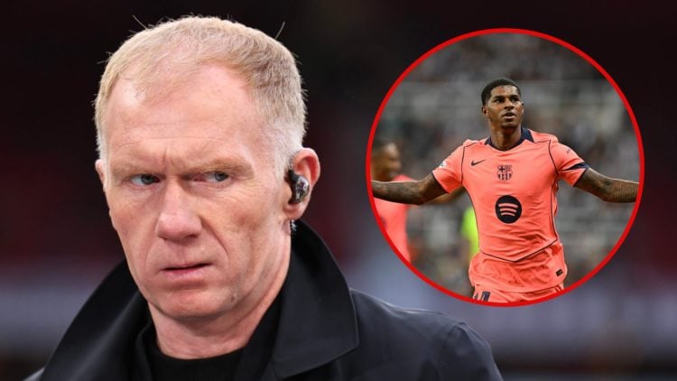 Paul Scholes disgusted, inset Marcus Rashford