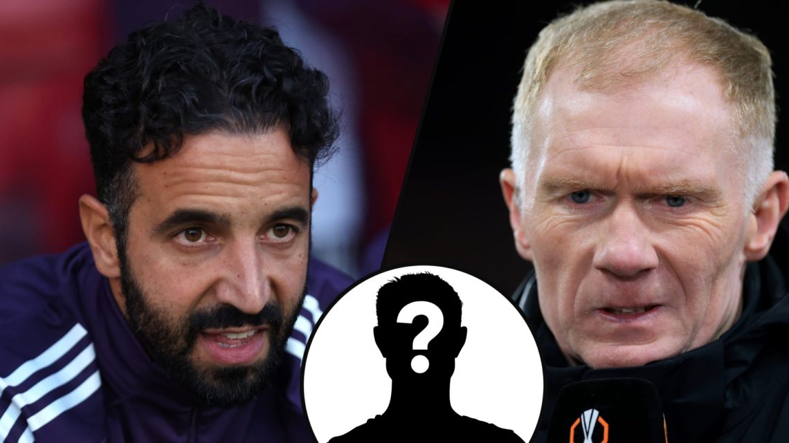 TNT Sports pundit Paul Scholes ahead of the Europa League match between Manchester United and Real Sociedad at Old Trafford, inset Ruben Amorim.
