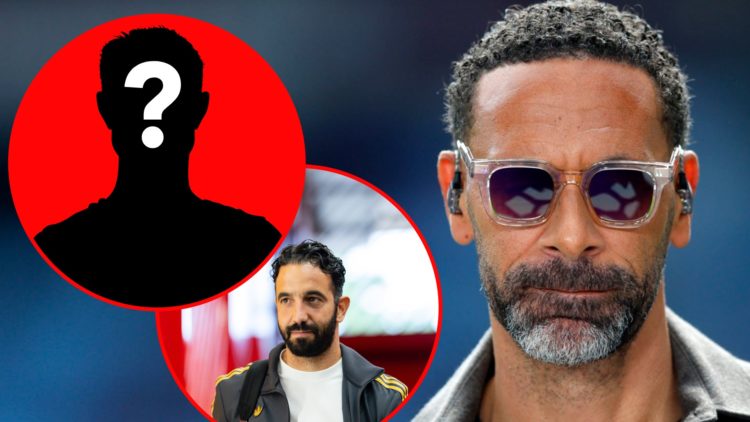 Former TNT Sports pundit Rio Ferdinand looks on during the Premier League match between Aston Villa and Fulham, inset Manchester United manager Rub...