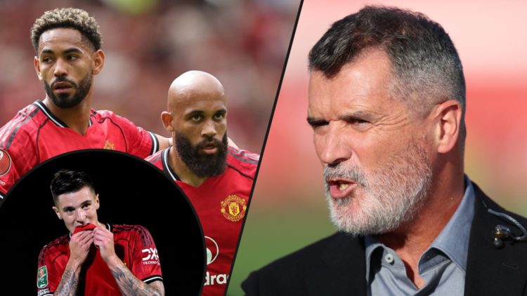 Sky Sports pundit Roy Keane, inset summer signings Matheus Cunha and Bryan Mbeumo, inset Manchester United striker Benjamin Sesko.