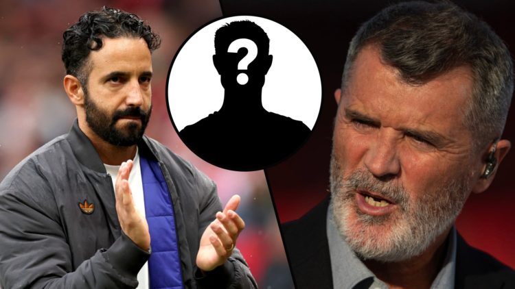 Sky Sports pundit Roy Keane working for ITV Sport before the match between England and Senegal, inset Manchester United manager Ruben Amorim.