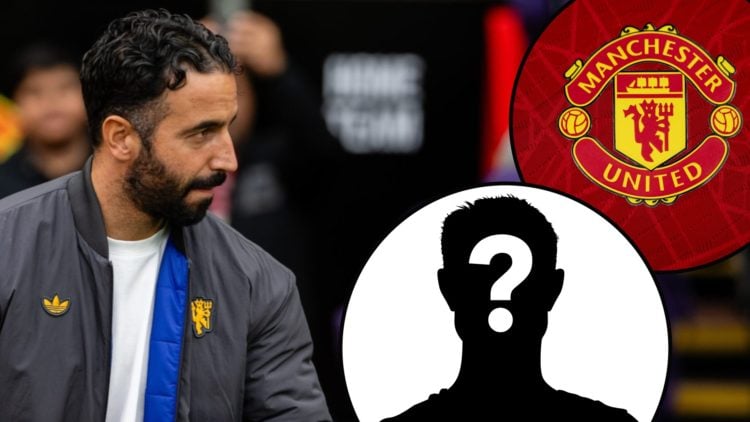 Ruben Amorim walks out ahead of the Premier League match between Manchester United and Burnley at Old Trafford in 2025, inset the Red Devils’ club ...