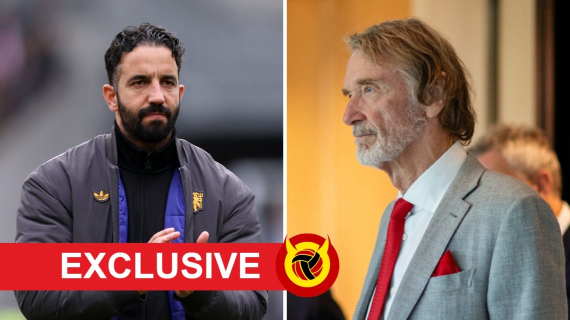 Exclusive split image of Manchester United head coach Ruben Amorim applauding, and co-owner Sir Jim Ratcliffe.