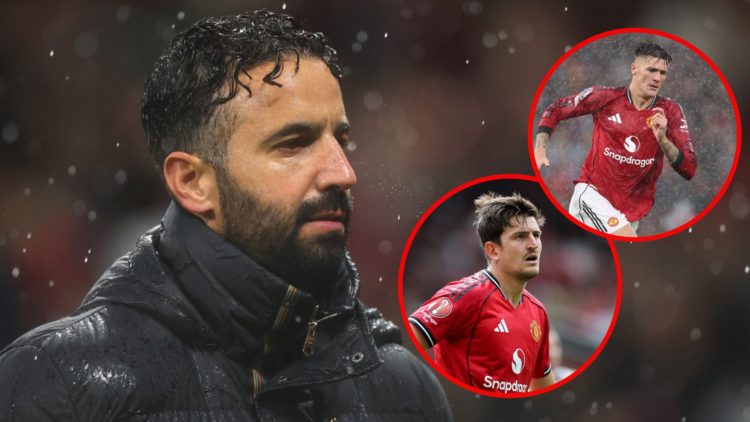Ruben Amorim, with Harry Maguire and Benjamin Sesko inset