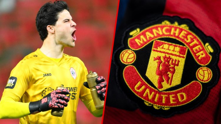 Senne Lammens and Manchester United badge