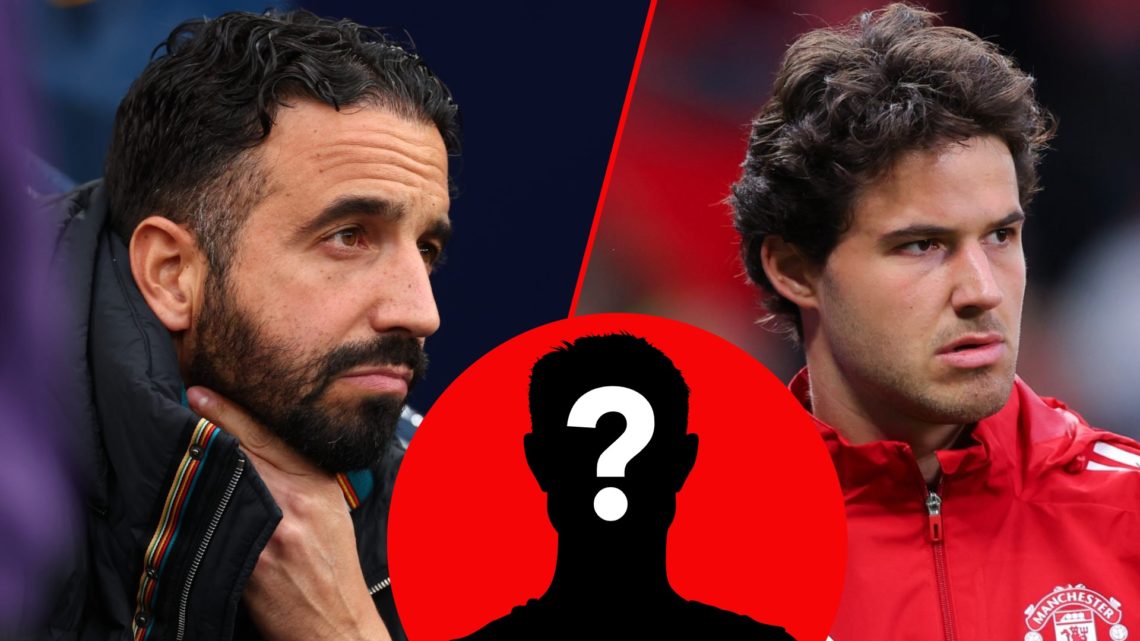 Former Royal Antwerp star Senne Lammens during the Premier League match between Manchester United and Chelsea at Old Trafford, inset Ruben Amorim.
