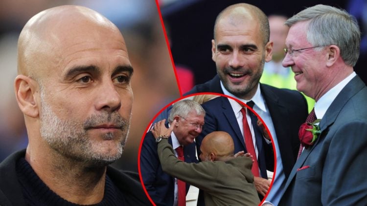 Sir Alex Ferguson and Pep Guardiola, inset the former Manchester United manager and Manchester City boss, inset the Barcelona icon in the Premier L...