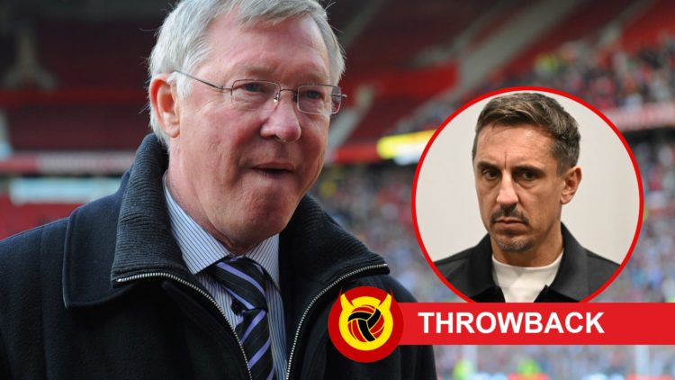 Sir Alex Ferguson, with Gary Neville inset