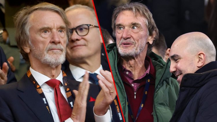 Sir Jim Ratcliffe at the Europa League final between Tottenham and Manchester United, inset the Ineos chief with Red Devils CEO Omar Berrada.