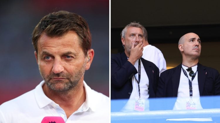 Sky Sportsp pundit Tim Sherwood, split image with Manchester United director Jason Wilcox and CEO Omar Berrada.