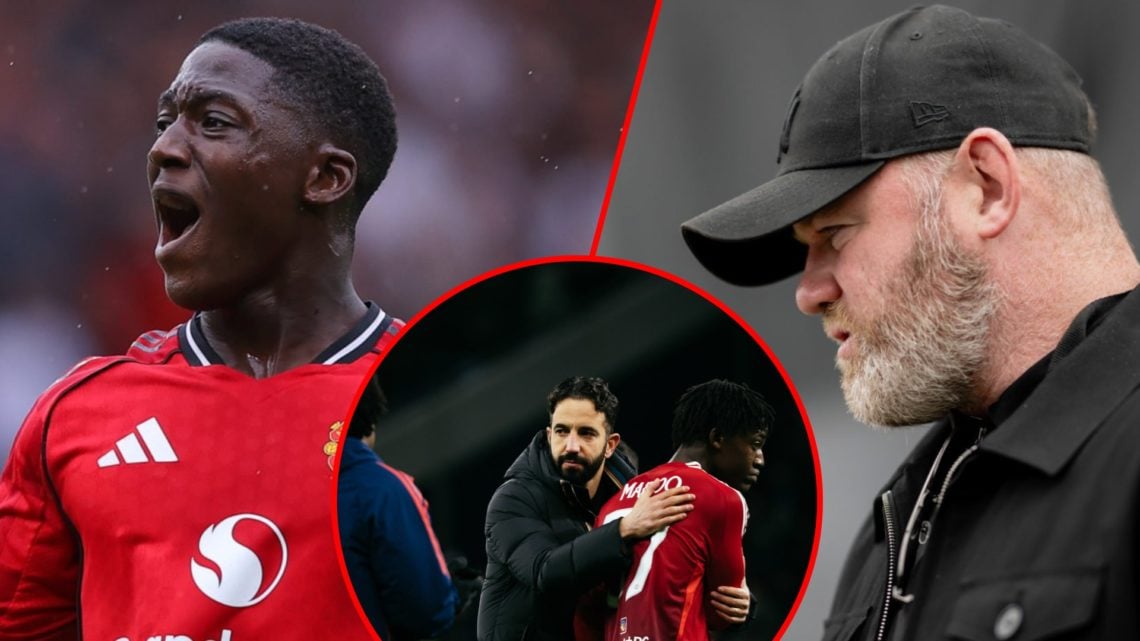 England and Premier League legend Wayne Rooney, inset Kobbie Mainoo, inset the Manchester United and Three Lions midfielder with Red Devils boss Ru...