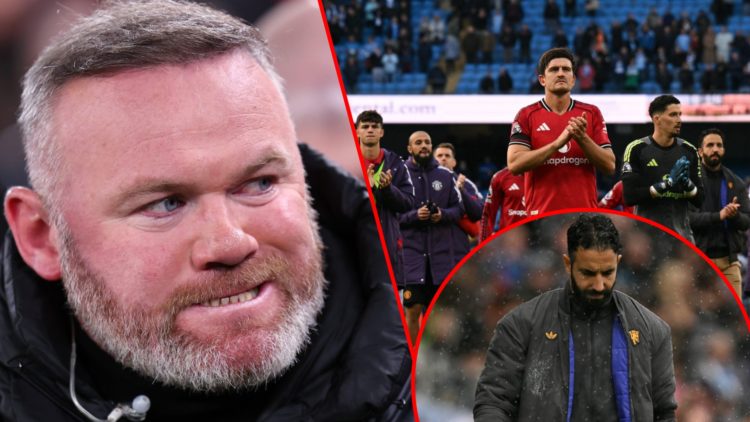 Premier League legend Wayne Rooney, inset Manchester United players after the Manchester City match, inset Ruben Amorim at the Etihad.