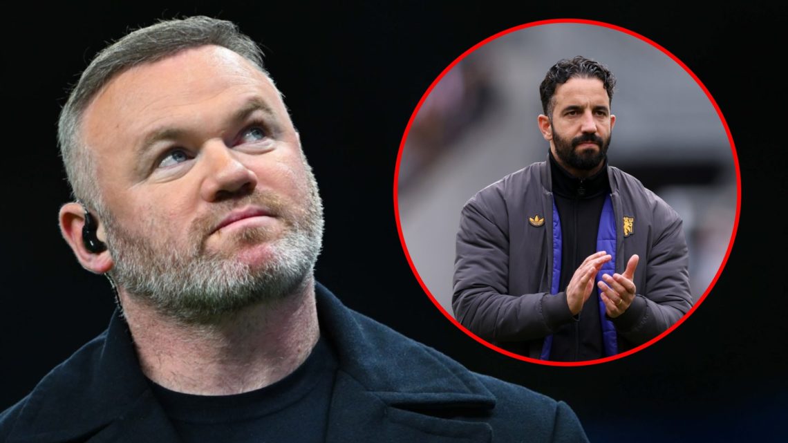 Manchester United and England legend Wayne Rooney, inset Ruben Amorim at the Gtech Community Stadium for the Premier League match against Brentford.