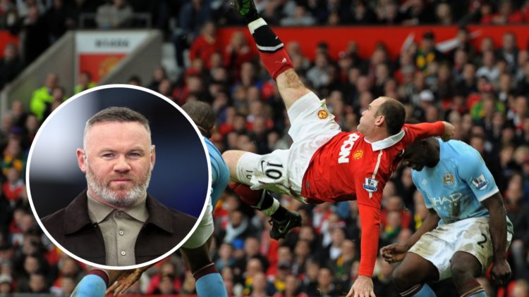 Manchester United record goalscorer Wayne Rooney scoring an overhead kick against Manchester City in 2011.