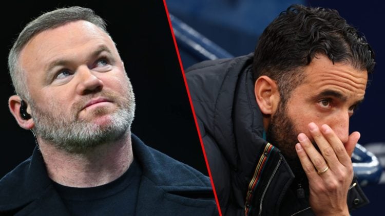 England legend Wayne Rooney after the Champions League match between Tottenham Hotspur and Villarreal, inset Manchester United manager Ruben Amorim.