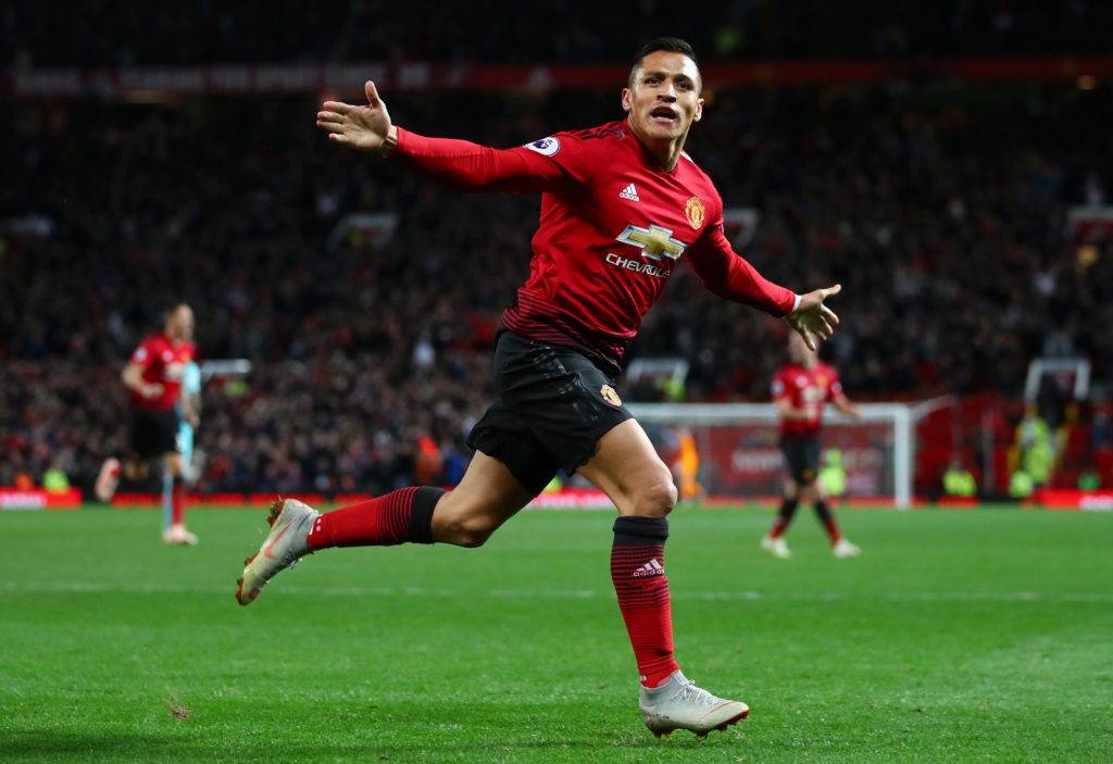 Alexis Sanchez celebrates scoring for Manchester United v Newcastle United