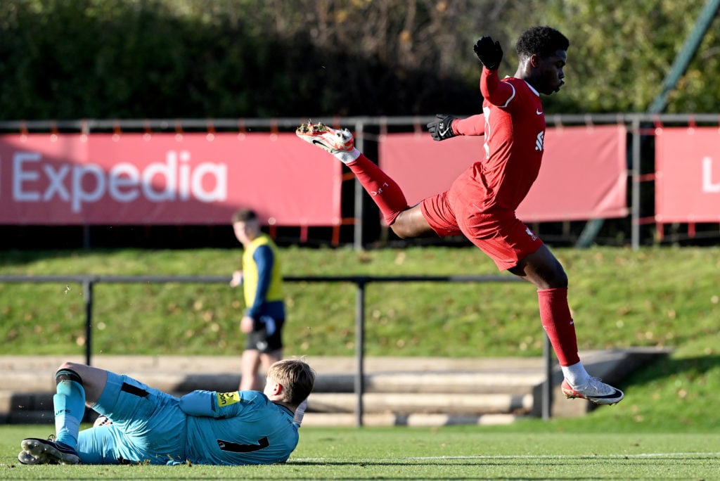 Adrian Janusz playing for Newcastle against Liverpool under-18s