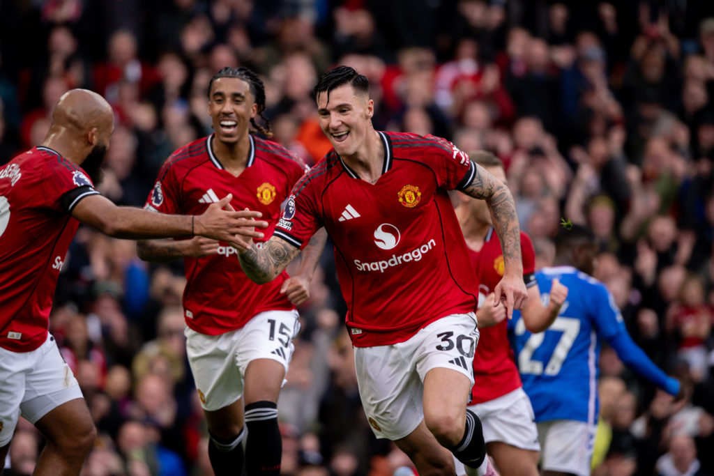 Benjamin Sesko celebrates against Sunderland