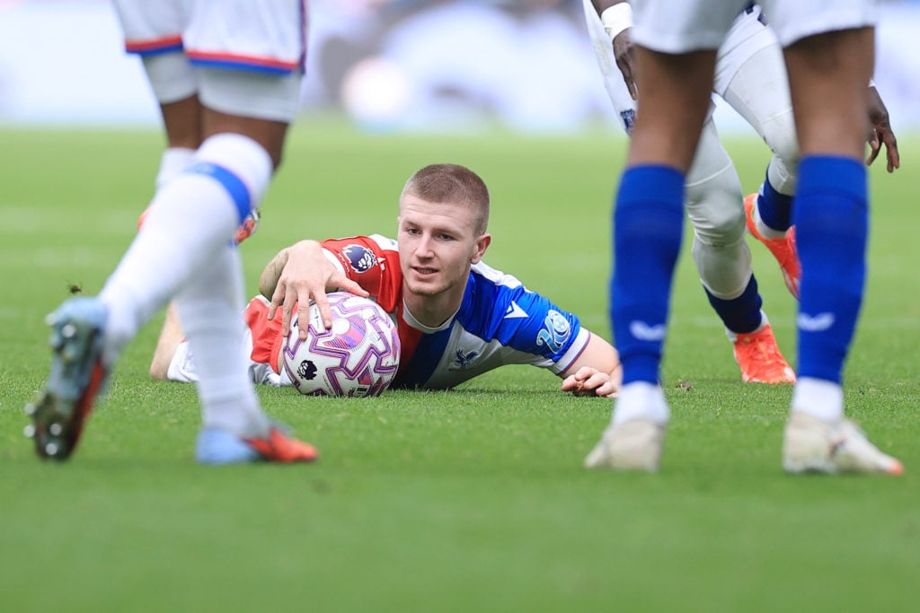 Adam Wharton playing against Everton in the Premier League