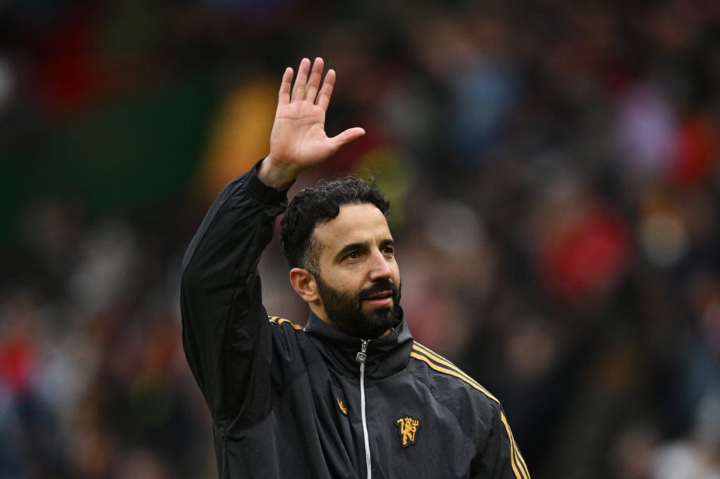 Ruben Amorim acknowledges the fans after the team’s victory in the Premier League match between Manchester United and Sunderland at Old Trafford in 2025 in Manchester, England.