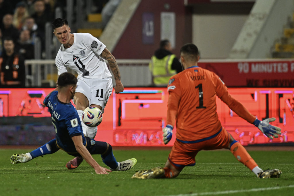 Benjamin Sesko's blocked shot against Kosovo