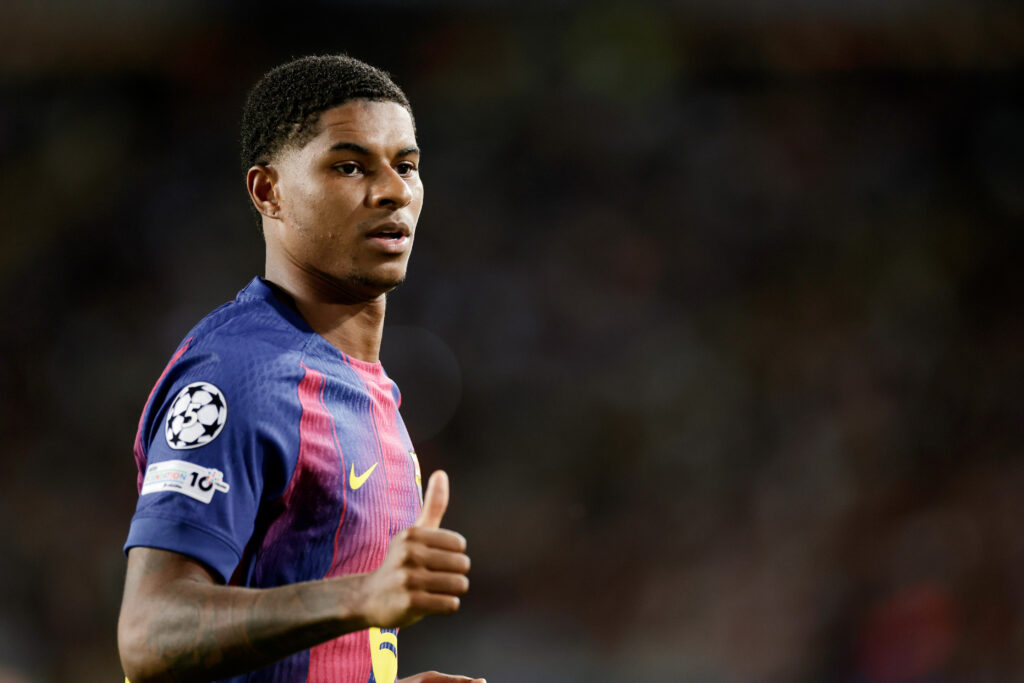 Marcus Rashford playing against Olympiakos