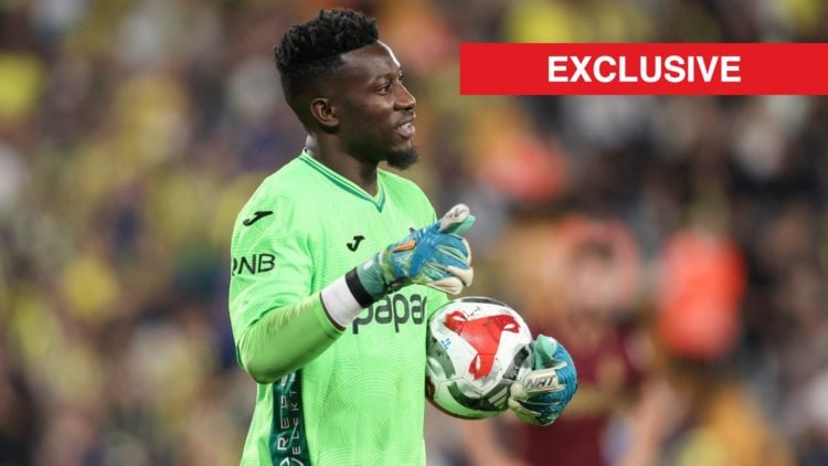 Andre Onana split image with exclusive banner