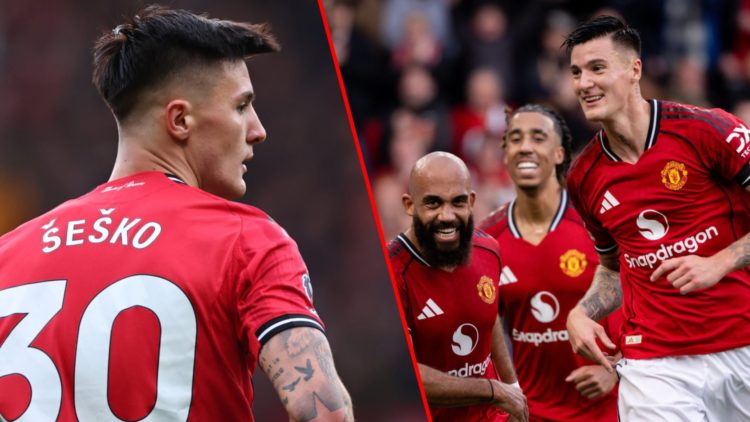 Benjamin Sesko during the Premier League match between Manchester United and Sunderland at Old Trafford, inset the Red Devils’ summer signing.
