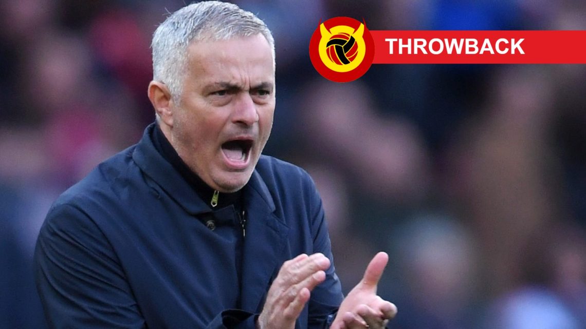 Jose Mourinho claps, with throwback label