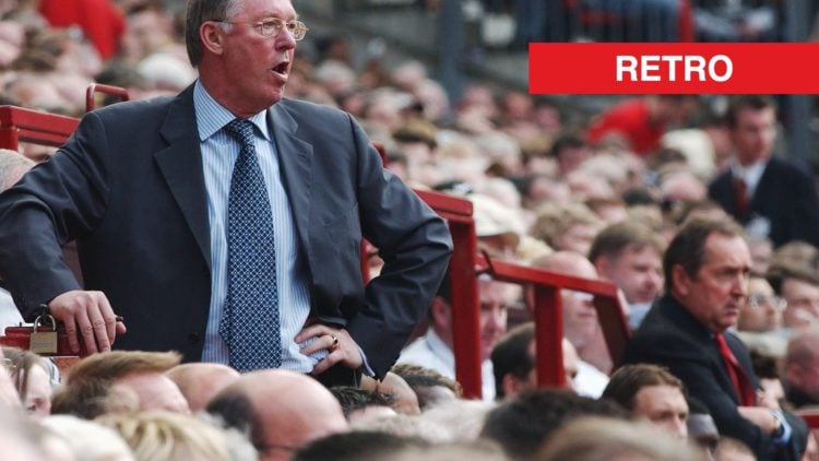 Sir Alex Ferguson split image retro