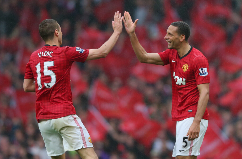 Nemanja Vidic and Rio Ferdinand playing together