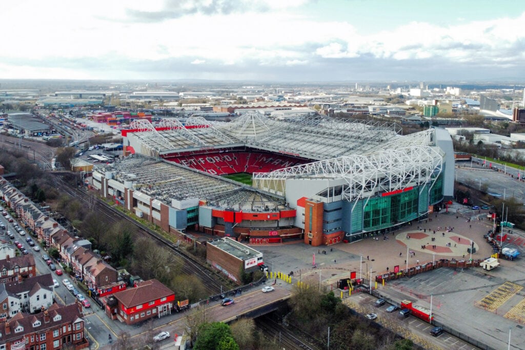 An aerial view of Manchester United's Old Trafford stadium