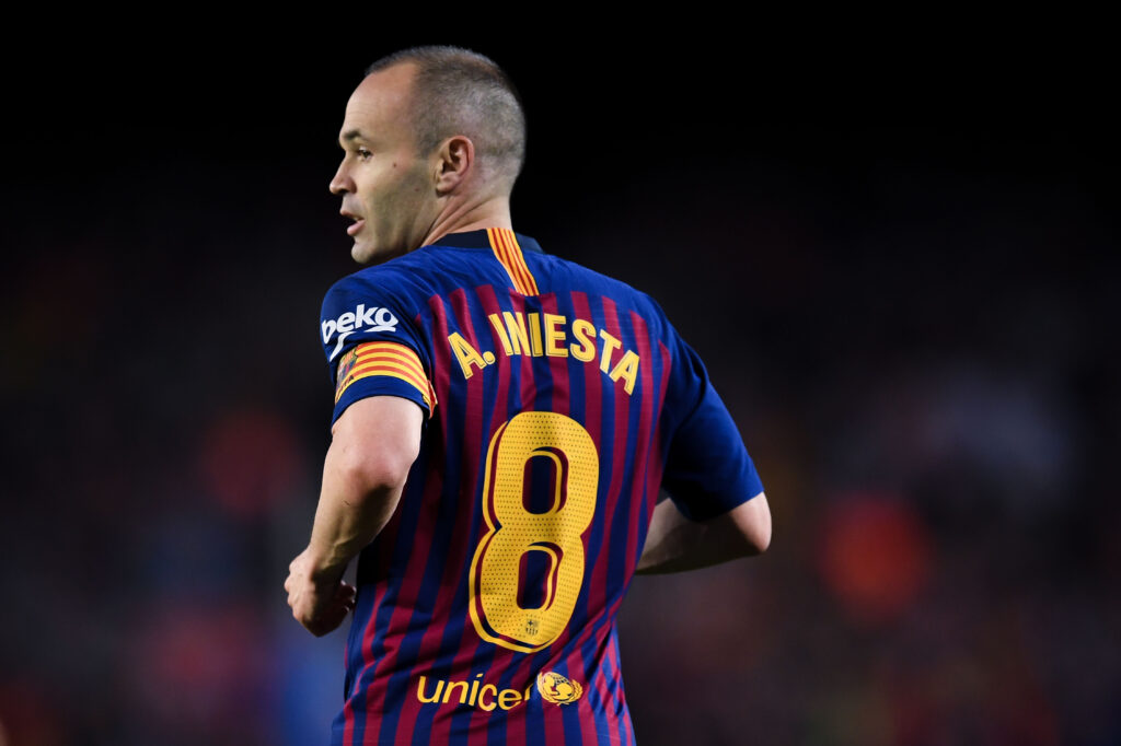 Andres Iniesta of FC Barcelona looks on during the La Liga match between Barcelona and Real Sociedad