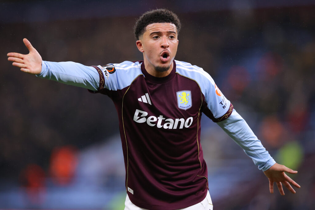 Jadon Sancho playing for Aston Villa