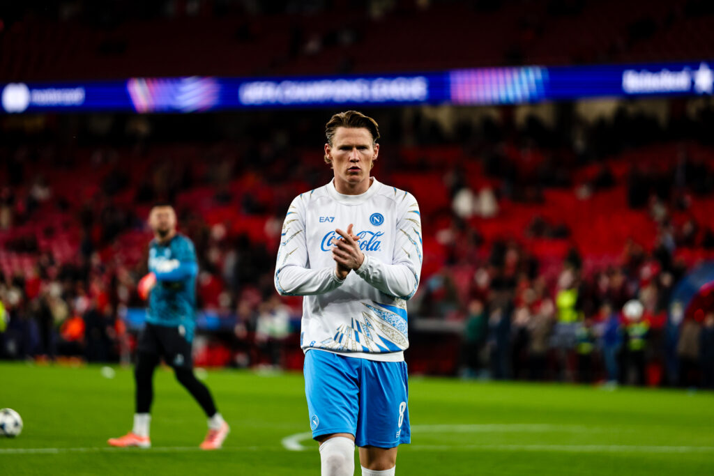 Former Manchester United midfielder Scott McTominay during the Champions League match between Benfica and Napoli at the Estadio do SL Benfica in 2025 in Lisbon, Portugal.