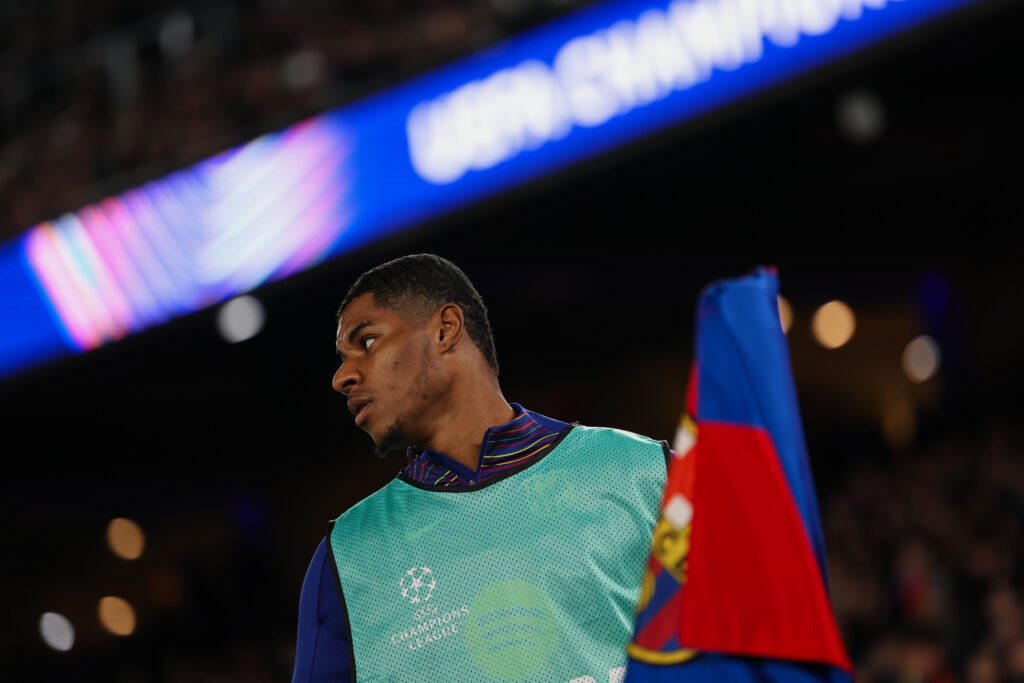 Marcus Rashford warming up in the Champions League