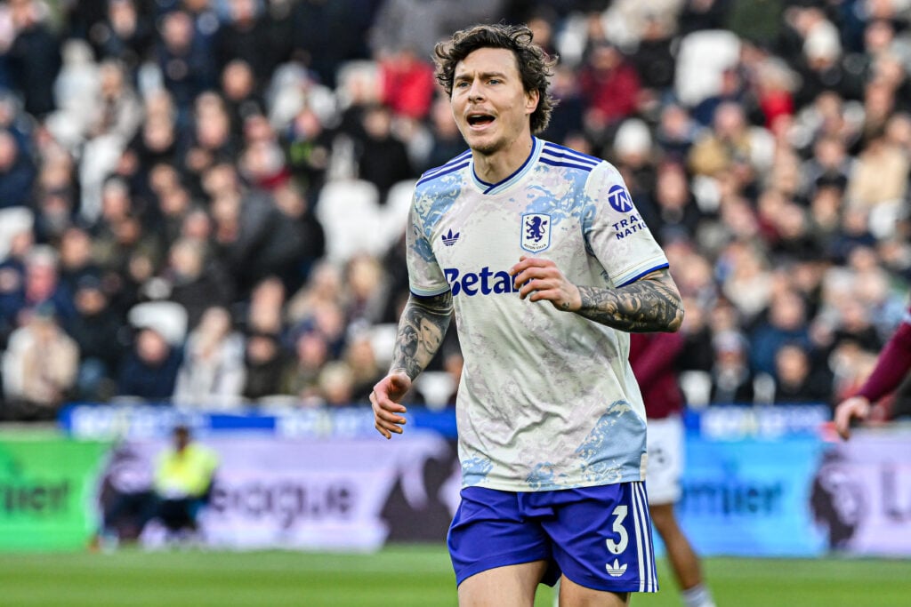Victor Lindelof in action for Aston Villa vs West Ham.