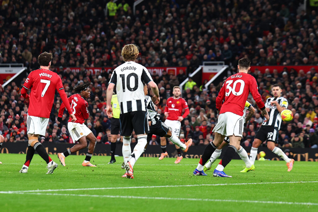 Manchester United in action against Newcastle United.