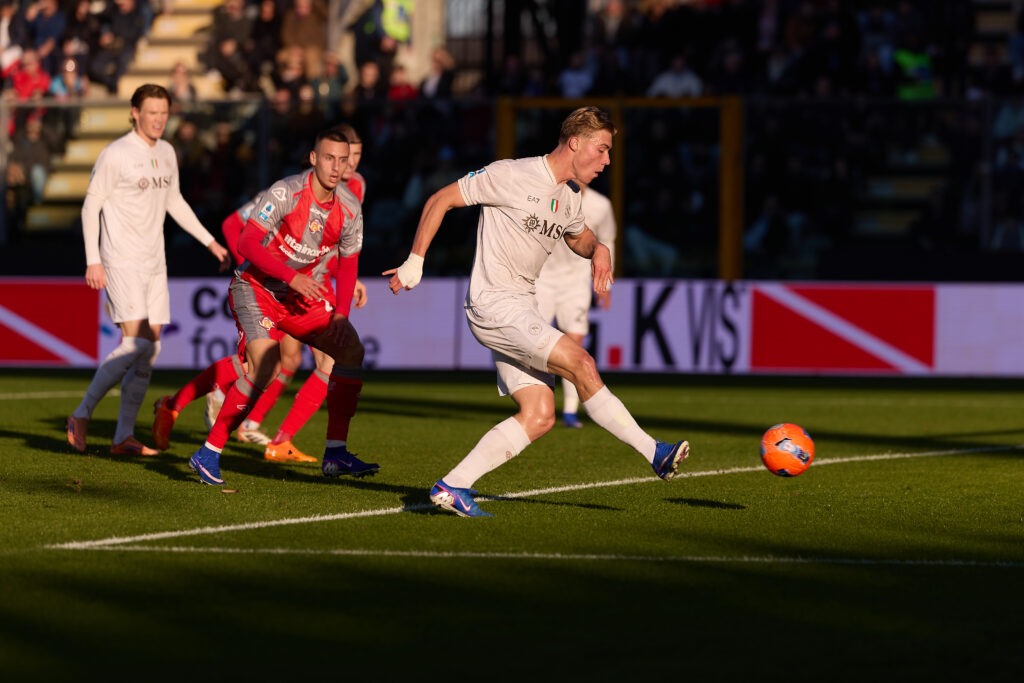 Rasmus Hojlund scores goal in white Napoli shirt