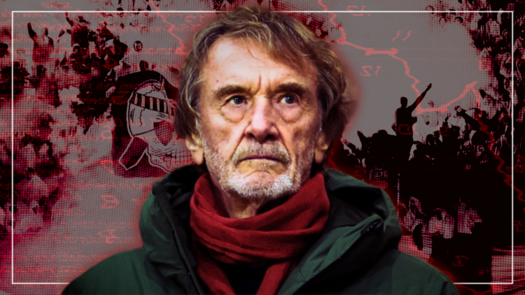 Abstract cover art featuring Manchester United co-owner Sir Jim Ratcliffe and OGC Nice imagery
