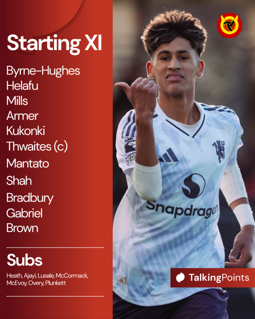 Man United line up graphics with JJ Gabriel