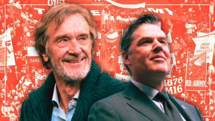 Cover art featuring Manchester United fans, Ineos owner Sir Jim Ratcliffe and Premier League CEO Richard Masters