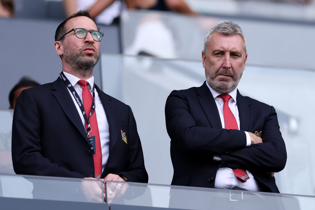 Jason Wilcox, Director of Football at Manchester United looks on from the stands
