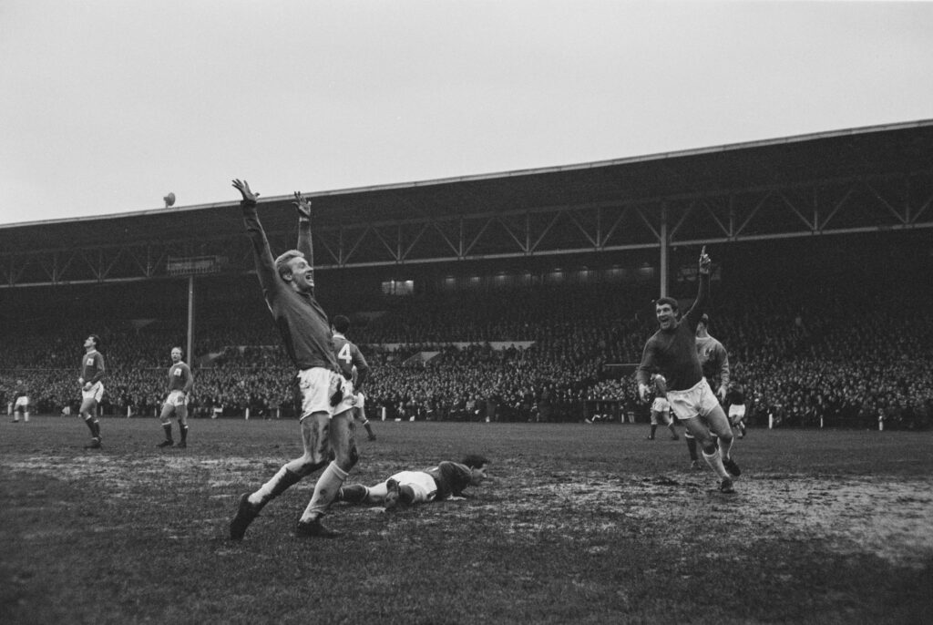 Denis Law scores for Manchester United