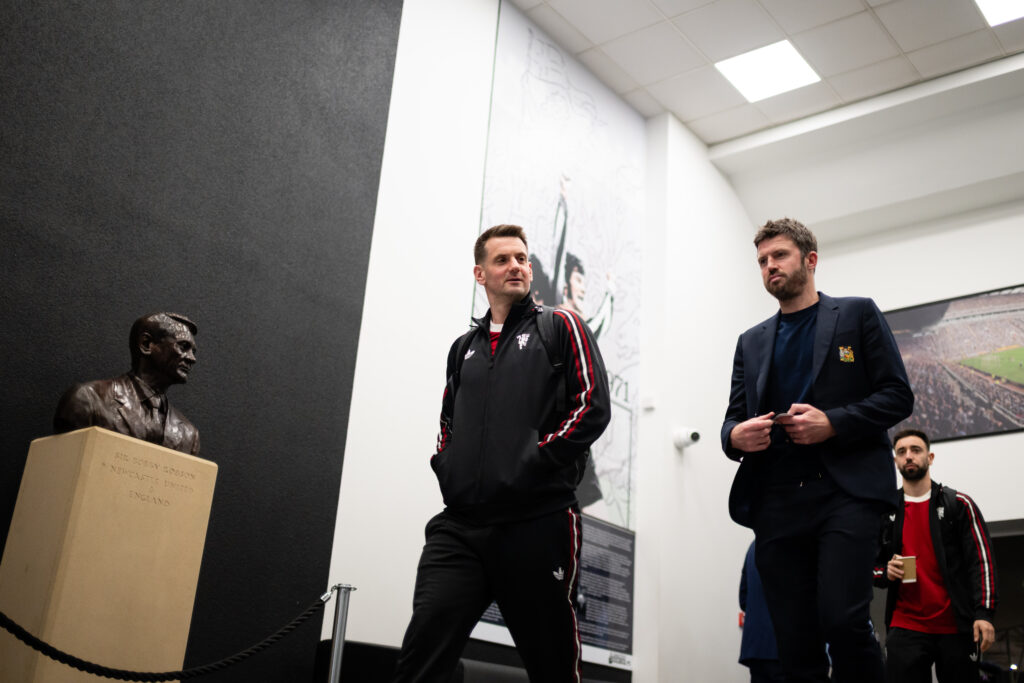 Tom Heaton and Michael Carrick at St. James' Park